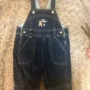 OshKosh B'gosh Dark Blue Denim Baby Overalls with Teddy Embroidery